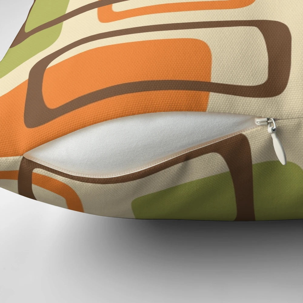 Colorful mid century modern abstract squares pattern pillow with geometric design