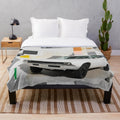 Plush blanket featuring a minimalist acrylic painting of a classic car