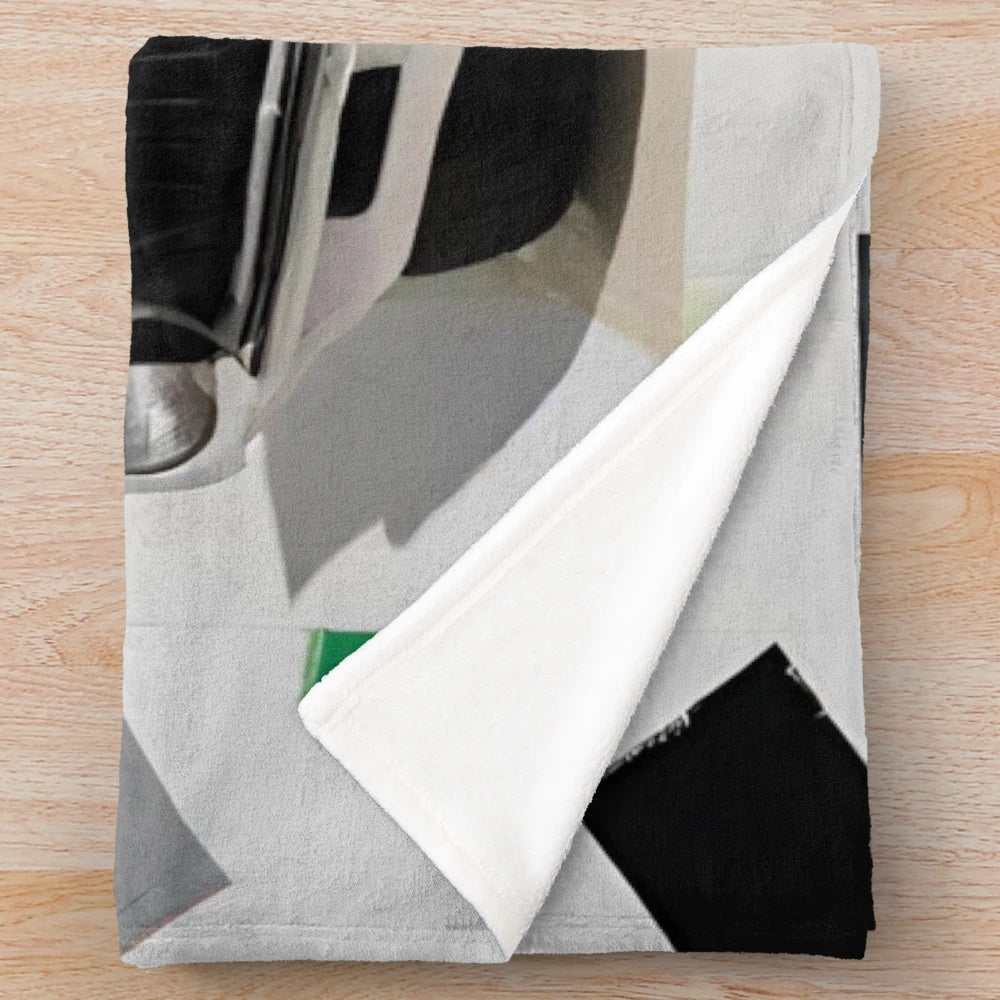 Plush blanket featuring a minimalist acrylic painting of a classic car