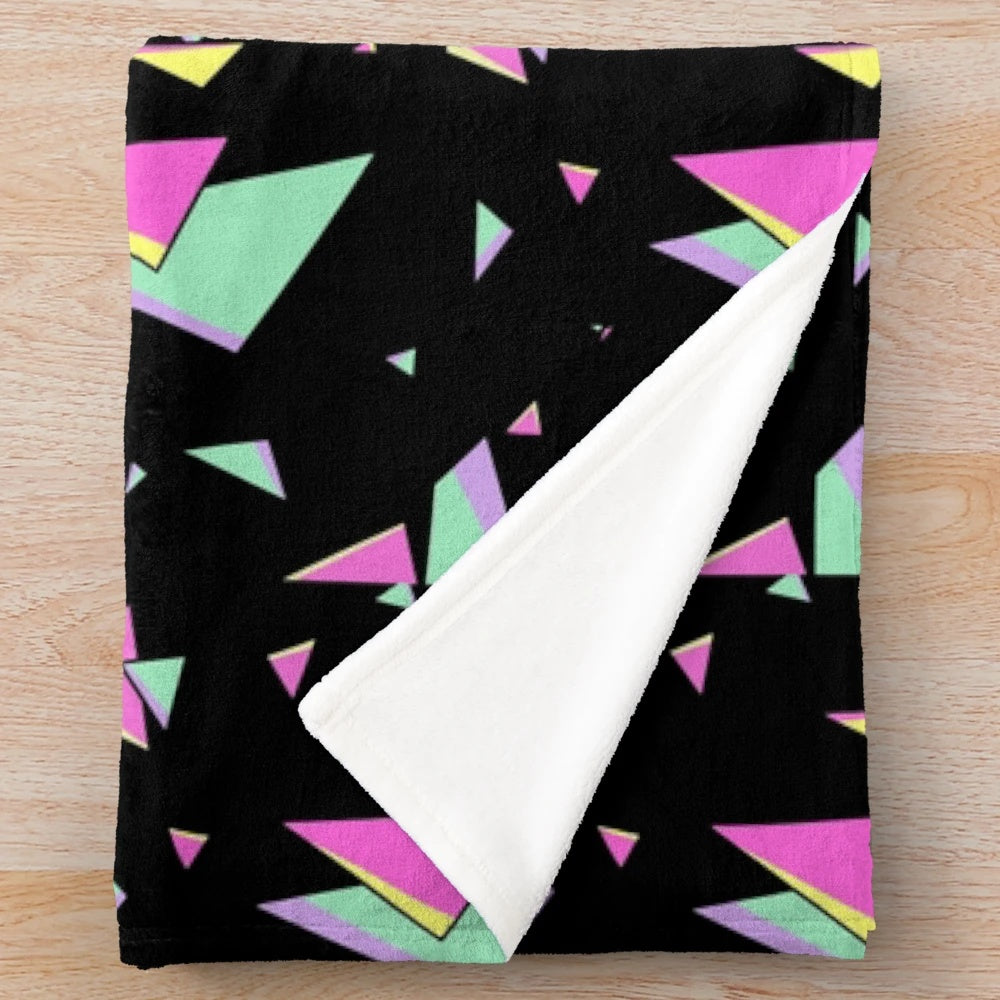 Promare-inspired geometric fire design plush blanket