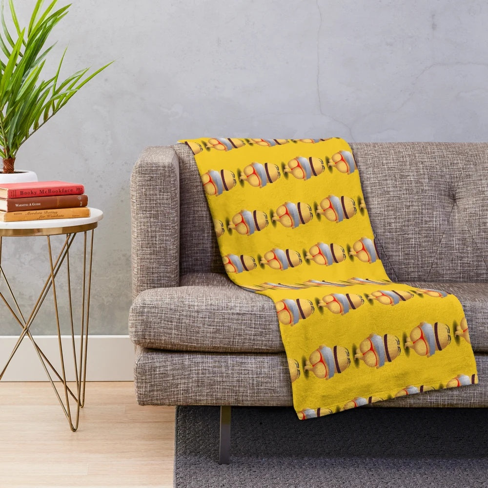 Colorful minion-themed plush blanket with a "Big Things Poppin'" design