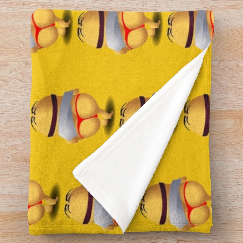Colorful minion-themed plush blanket with a "Big Things Poppin'" design