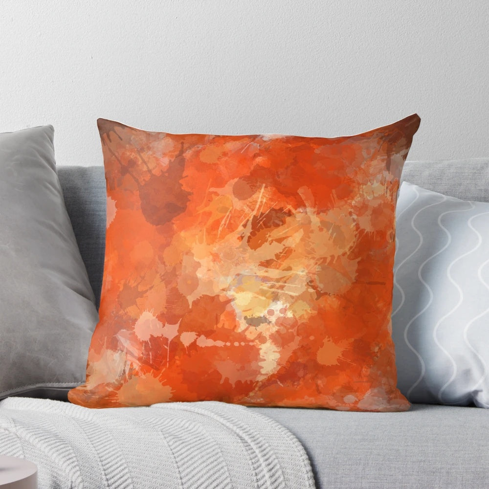 Stylish modern abstract art pillow in a bold orange color