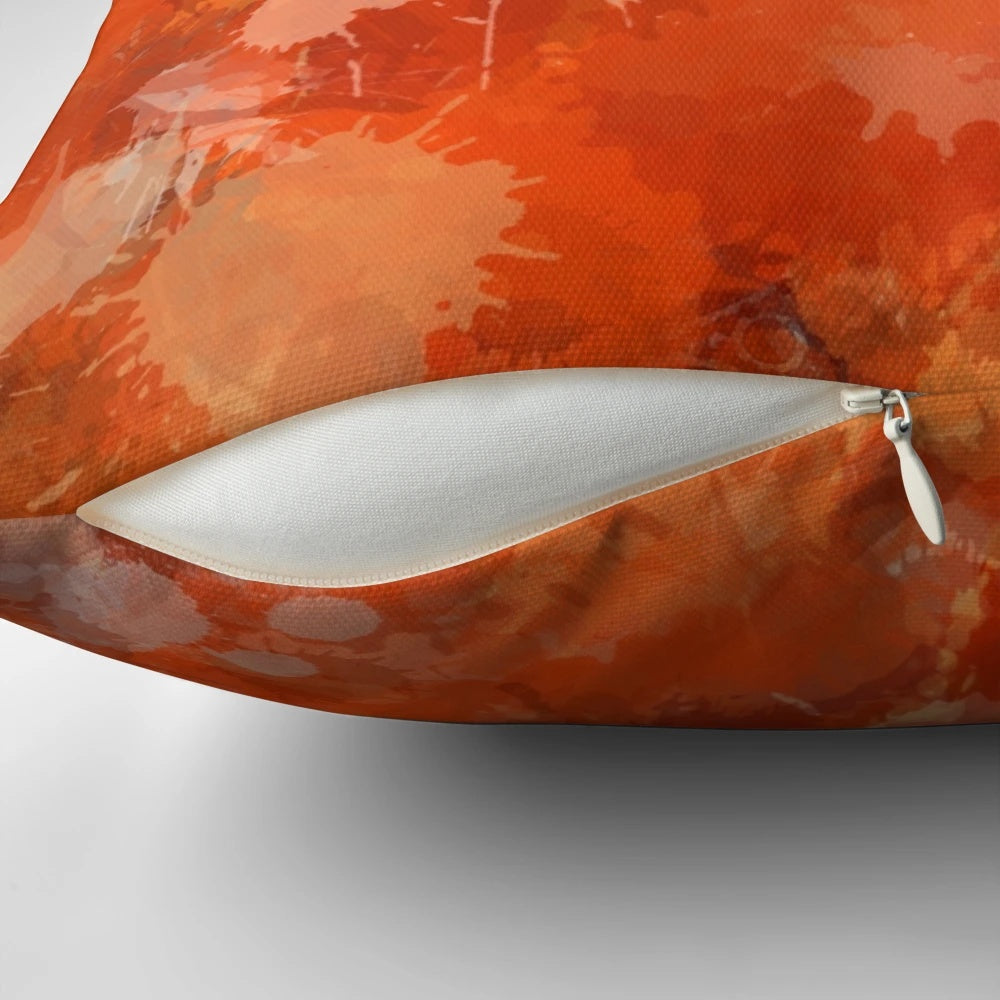 Stylish modern abstract art pillow in a bold orange color