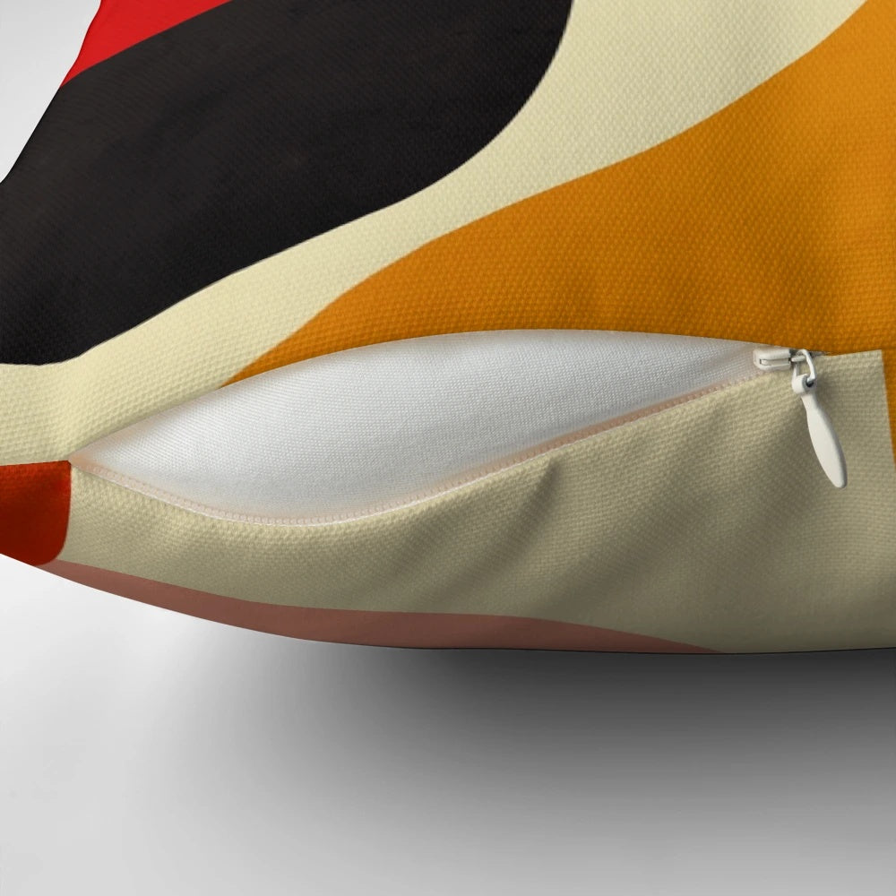 Colorful abstract geometric mid-century modern throw pillow with bold colors and shapes