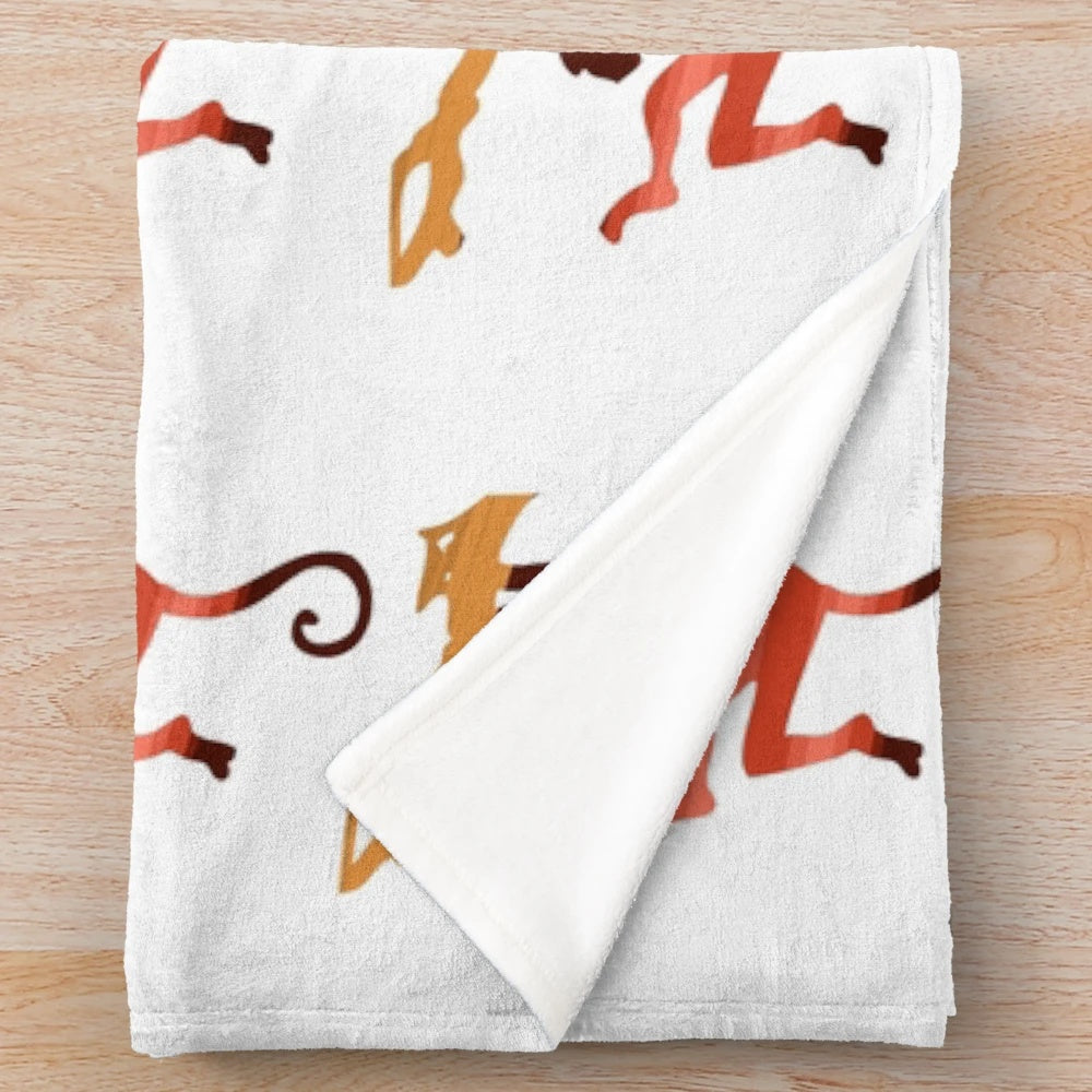 Vibrant and colorful monkey-themed plush blanket with abstract legendary animal design