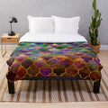 Colorful moroccan mosaic pattern plush blanket