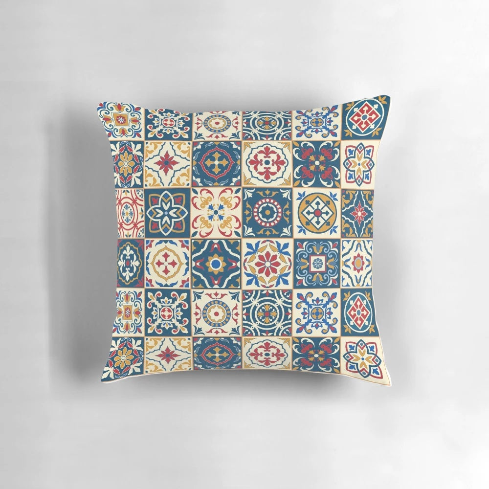 Colorful Moroccan tiles pattern decorative throw pillow
