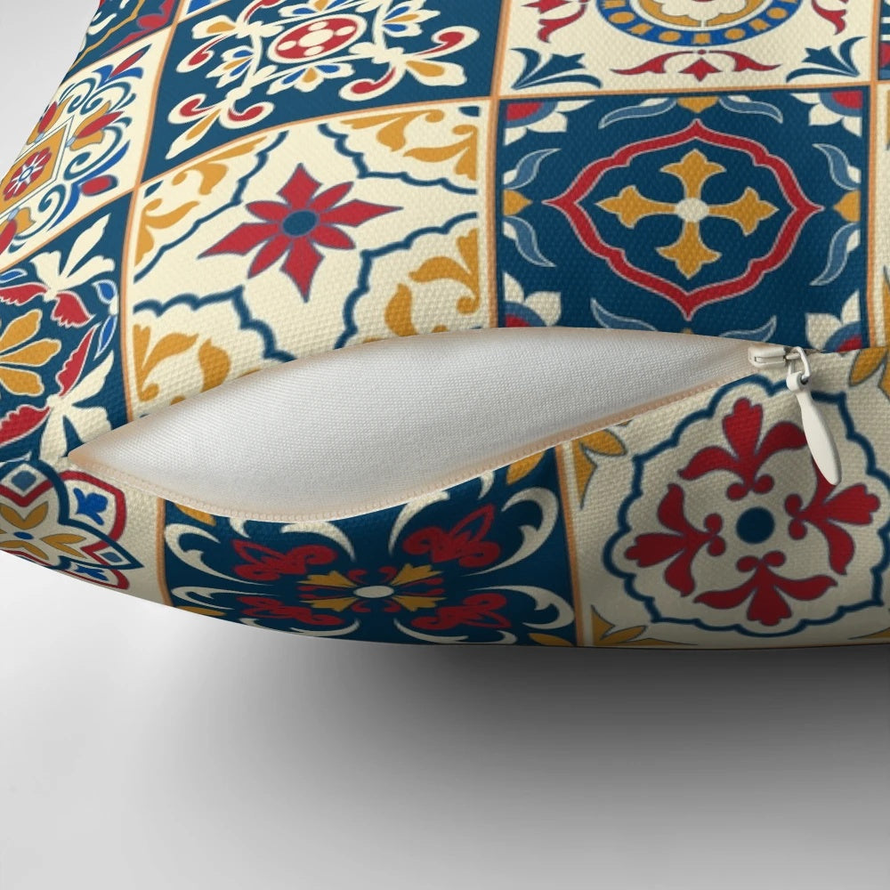 Colorful Moroccan tiles pattern decorative throw pillow