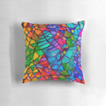 Colorful mosaic-patterned pillow featuring a vibrant and artistic design