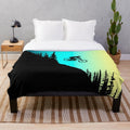 Colorful plush blanket featuring mountain bike design