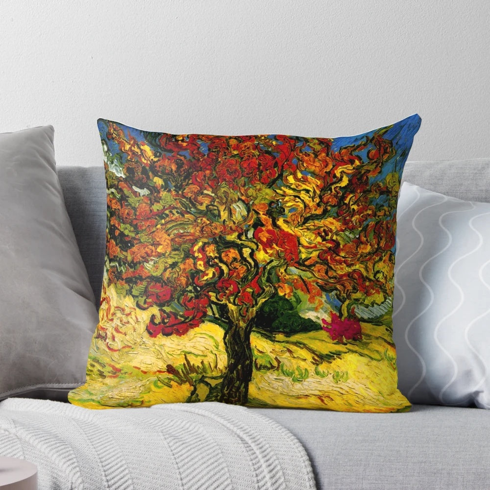 Vibrant print of Van Gogh's Mulberry Tree painting, featuring a colorful landscape with a central tree.