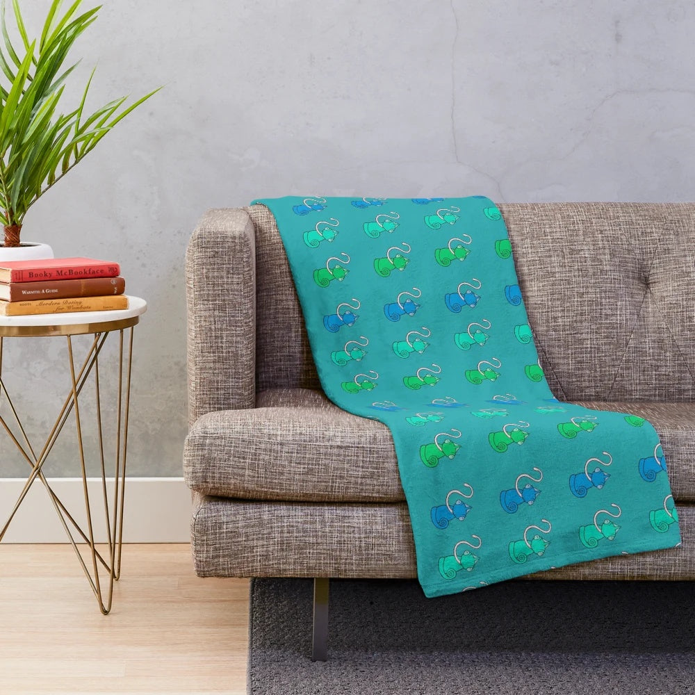 Colorful chameleon plush blanket