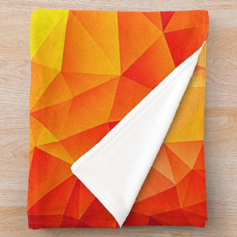 Vibrant multi-color cubist painting inspired plush blanket with geometric patterns and abstract designs