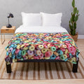Colorful Plush Blanket with Fruit Loops Cereal Inspired Design