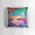Vibrant multicolor abstract painting of a whimsical fantasy forest landscape with bold colors and a dreamlike quality.