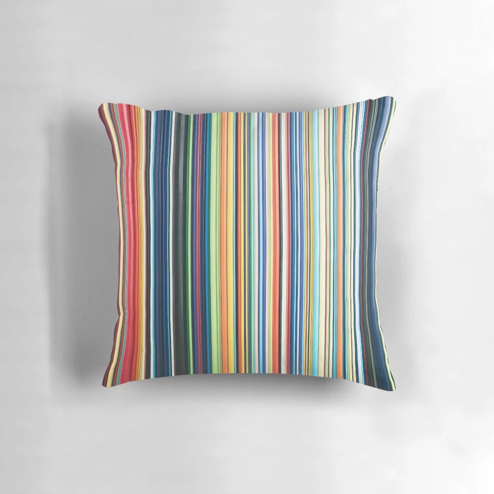 Multicolored striped decorative pillow for couch, bed, or home