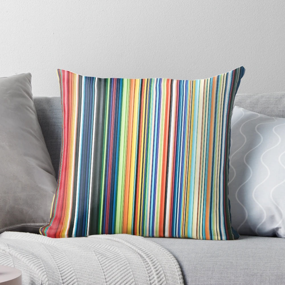 Multicolored striped decorative pillow for couch, bed, or home