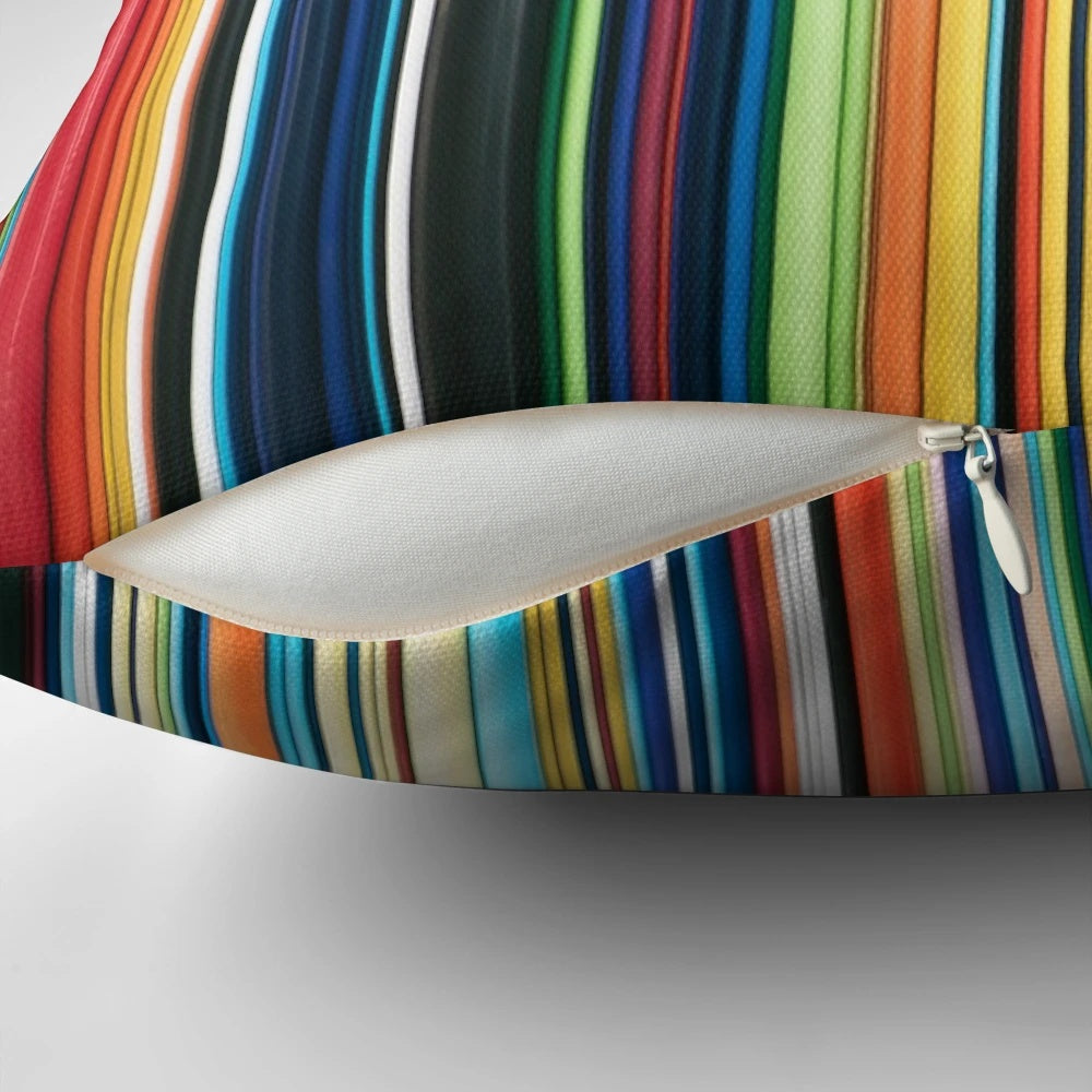 Multicolored striped decorative pillow for couch, bed, or home