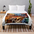 Multicolored paper star patterned plush blanket
