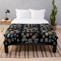 Colorful plush blanket featuring a collage of multiplied hippopotamuses in a surreal, psychedelic design