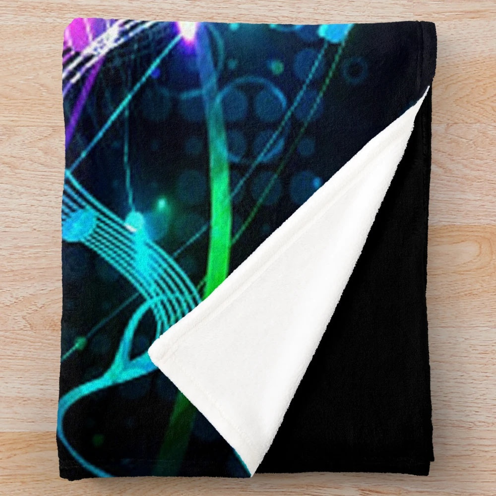 Colorful music notes plush blanket for music lovers
