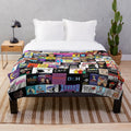 Plush blanket featuring a collage of Broadway and musical theater imagery
