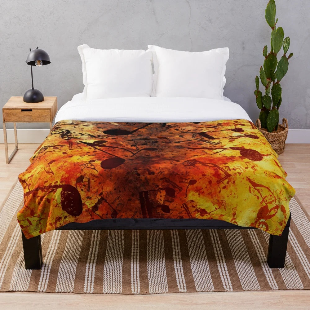 Colorful plush blanket featuring musical notes, clefs, and symbols