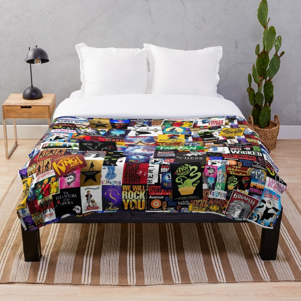 Musicals Collage Plush Blanket featuring popular Broadway and West End shows