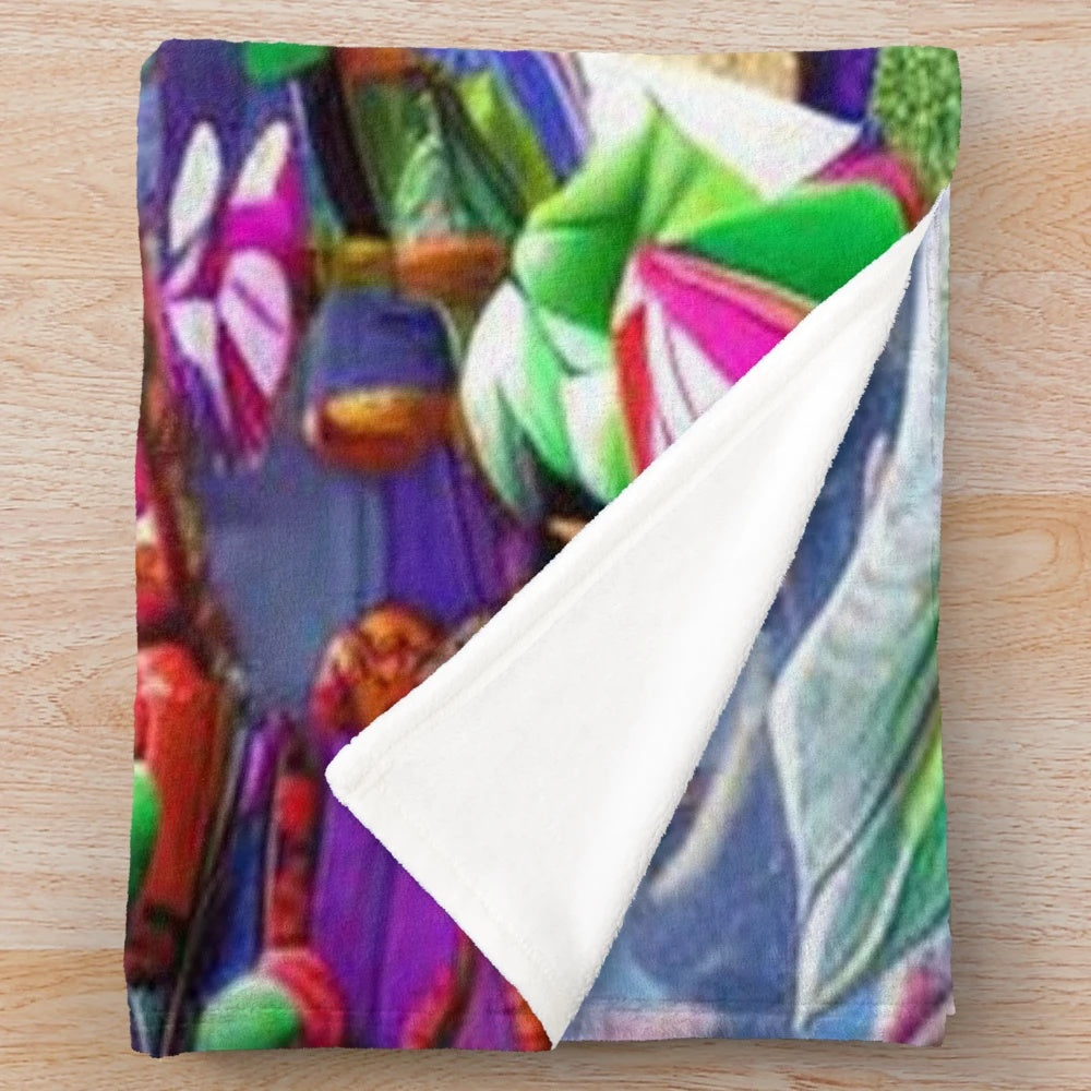 Colorful mystical phoenix plush blanket with vibrant patterns