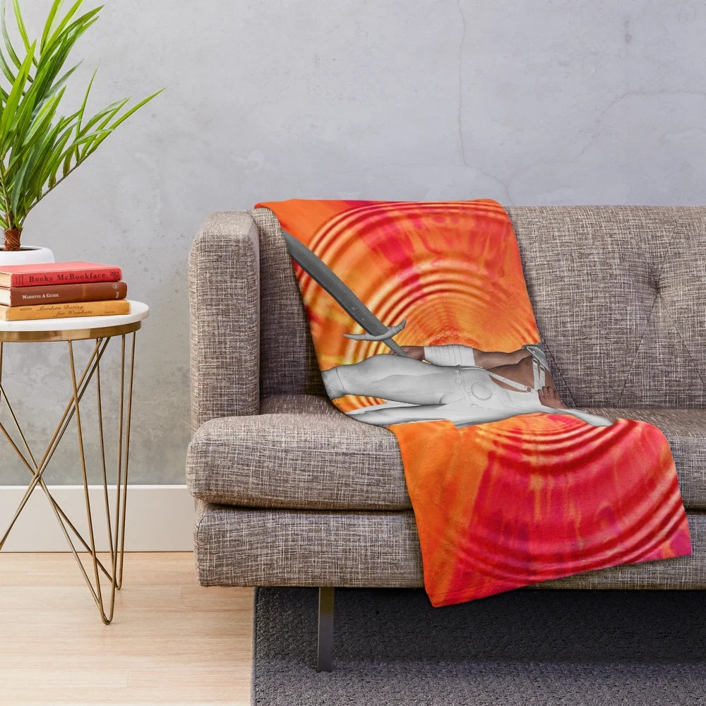 Magical sunset plush blanket with fantasy abstract patterns and nature-inspired design