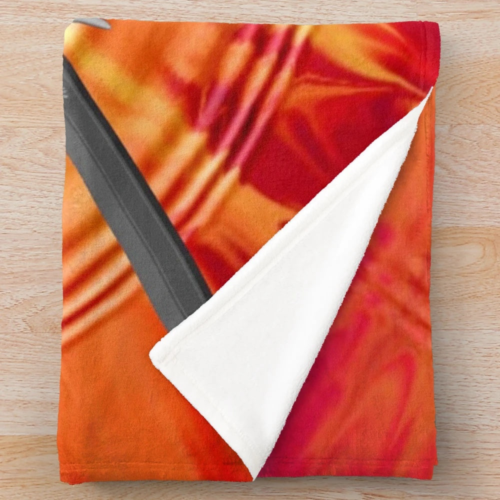 Magical sunset plush blanket with fantasy abstract patterns and nature-inspired design