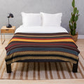 Plush blanket with vibrant native american inspired geometric pattern