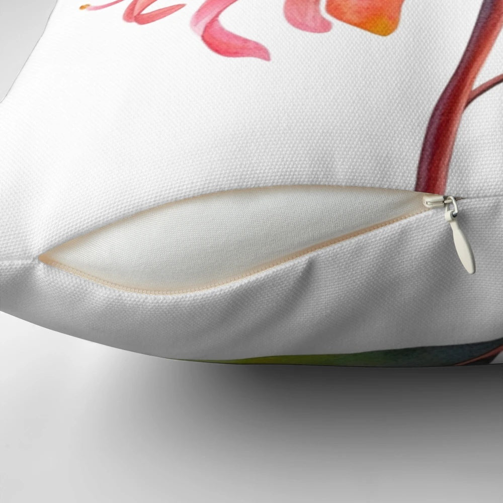 Colorful pillow featuring the iconic native Australian waratah (Telopea speciosissima) flower.