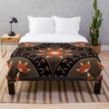 Native American inspired plush blanket with wildlife and celestial designs