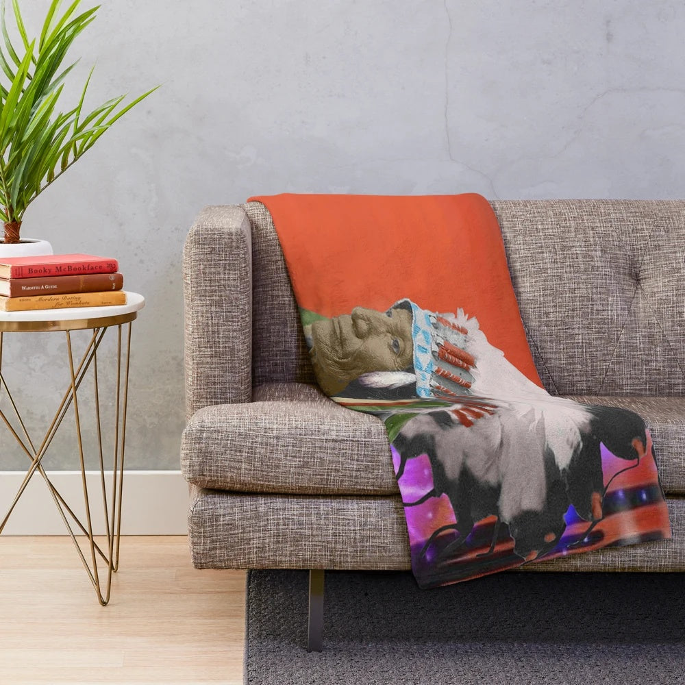 Colorful native american inspired pop art plush blanket