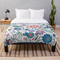 Colorful nature-inspired floral print plush blanket