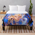 Colorful and artistic nature spirit plush blanket with floral and abstract patterns