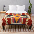 Navajo design plush blanket with geometric abstract patterns