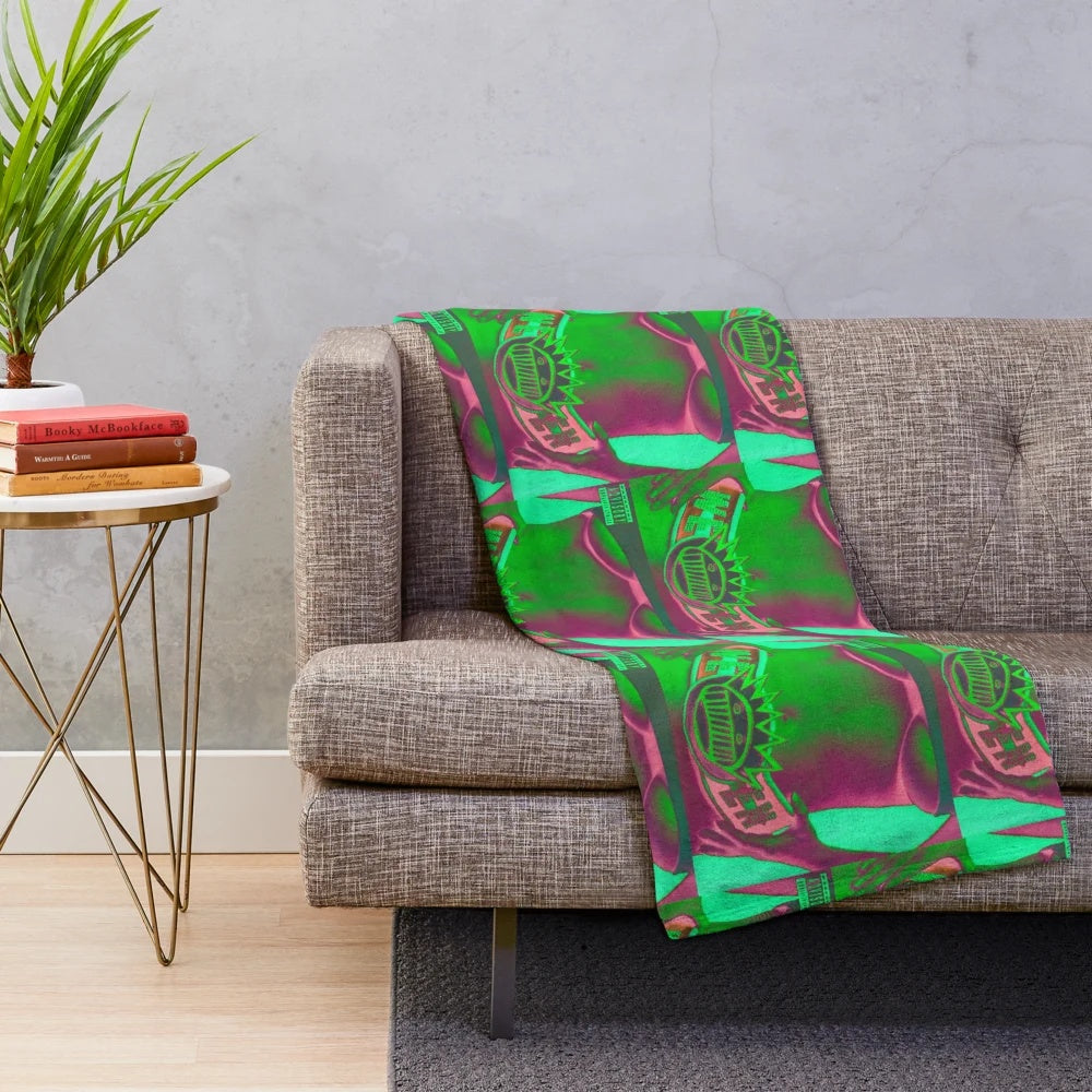 Neon Chocolate Plush Blanket with Psychedelic, Vibrant Design