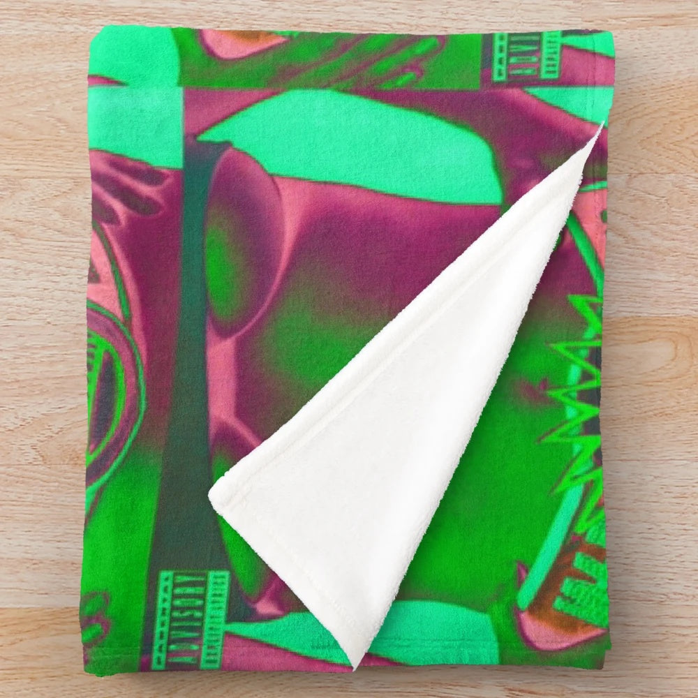Neon Chocolate Plush Blanket with Psychedelic, Vibrant Design