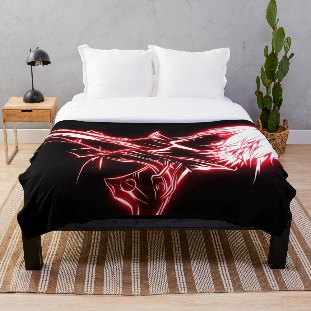 Neon Dante Plush Blanket featuring the iconic Devil May Cry character