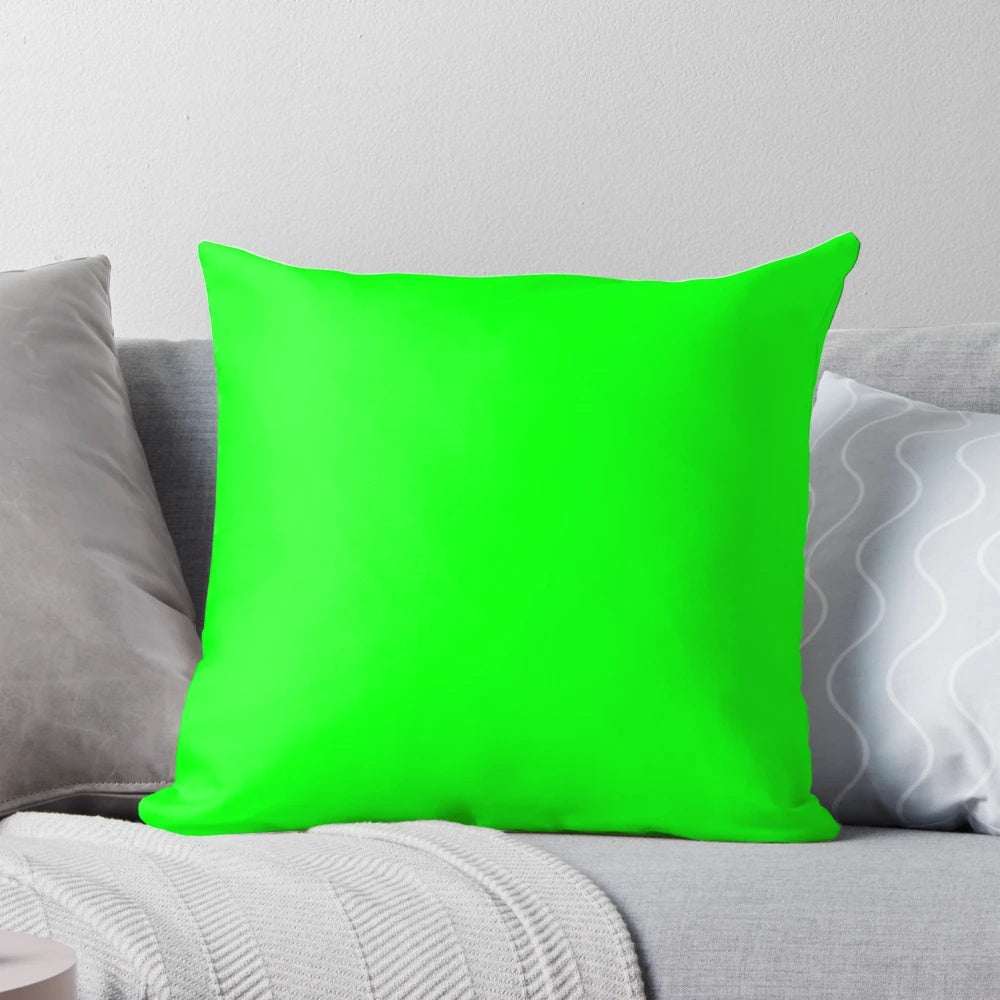 Neon electric green solid color decorative pillow