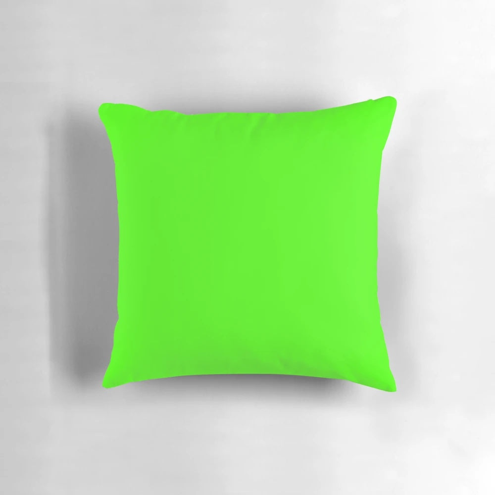 Neon green throw pillow with a bright, fluorescent hue