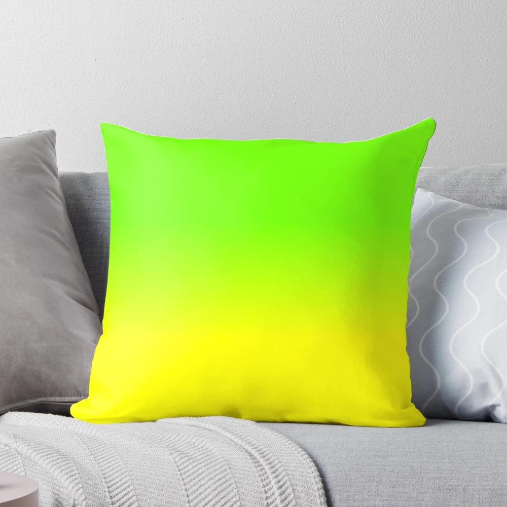 Neon green and yellow ombré fade decorative pillow