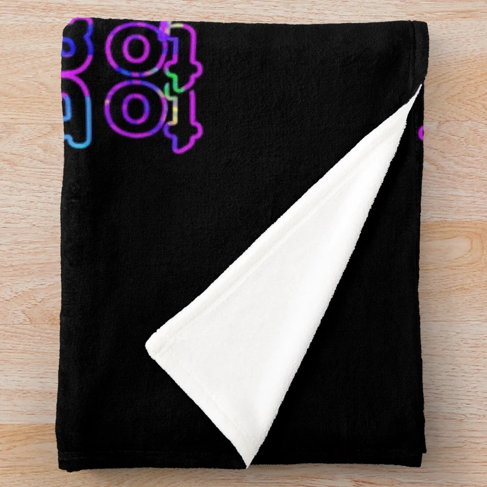 Neon lights plush blanket with colorful typography art for students