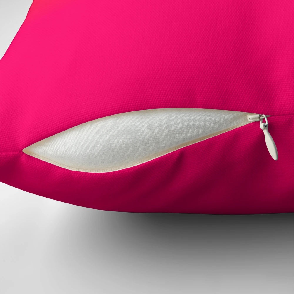 Neon orange and pink ombre fade throw pillow with a bright, modern color design