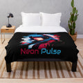 Neon Pulse Plush Blanket with cyberpunk, anime-inspired design