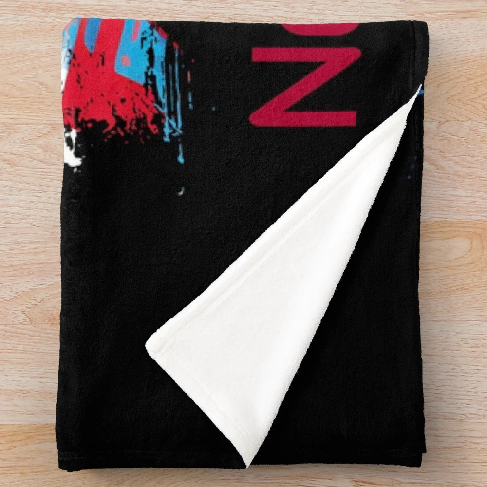 Neon Pulse Plush Blanket with cyberpunk, anime-inspired design