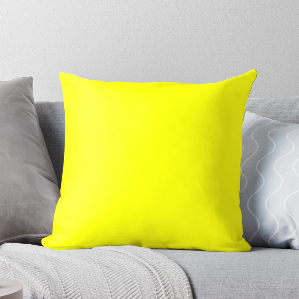 Neon yellow decorative throw pillow, perfect for adding a pop of color to any room.
